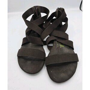 Blowfish Malibu Women’s Brown Suede Elastic Strap Sandal Size 7 Zip Back